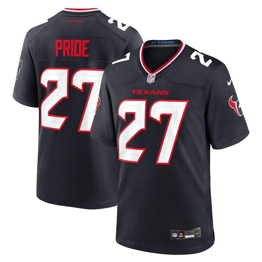 Men Houston Texans #27 Troy Pride Nike Navy Team Game NFL Jersey